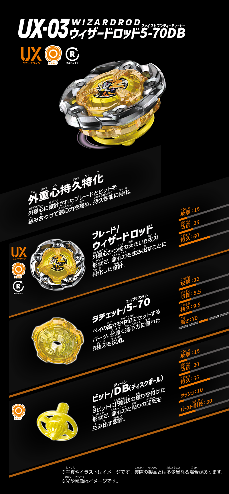 UX-03 ブースター ウィザードロッド5-70DB｜製品情報｜BEYBLADE X 